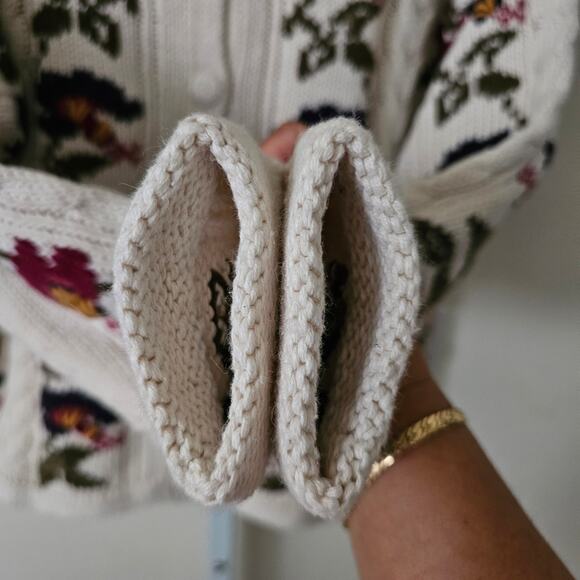 VTG NINON DE LENCLOS NWT Floral Bird Print Embroidered Cottagecore Cardigan Sz M - Picture 11 of 16